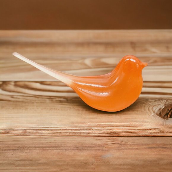Mid Century Modern Modwing Bird Figurine 3d Resin Eames 60s Transparent Orange M - Picture 1 of 3
